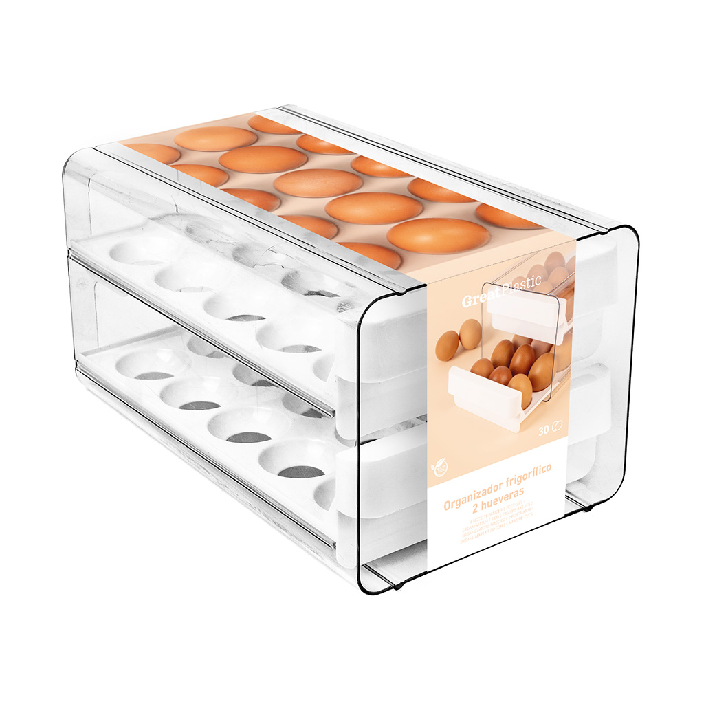 Huevera frigorífico plástico, organizador despensa, 14 huevos, 37x11x7,5 cm  - AliExpress