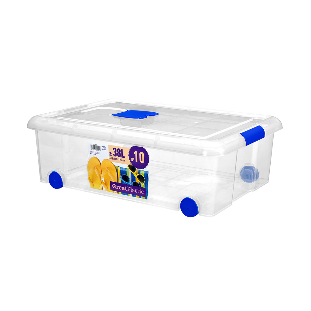 Caja de almacenamiento de plástico con ruedas 38L - Great Plastic - ref. 2040