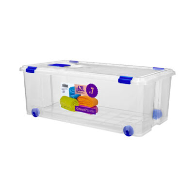 Caja de almacenamiento de plástico con ruedas 62L - Great Plastic - ref. 2044